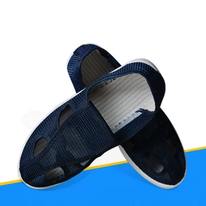 Men/Women Anti-static Shoes four-hole PVC Clean Blue/White Shoes Mesh surface Breathable Dust-free Workshop Work Shoes