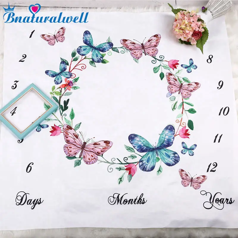 Bnaturalwell Woodland Bird Baby Milestone Blanket for Monthly Pictures Shower Gift Outdoor Milestones BC023S | Мать и ребенок