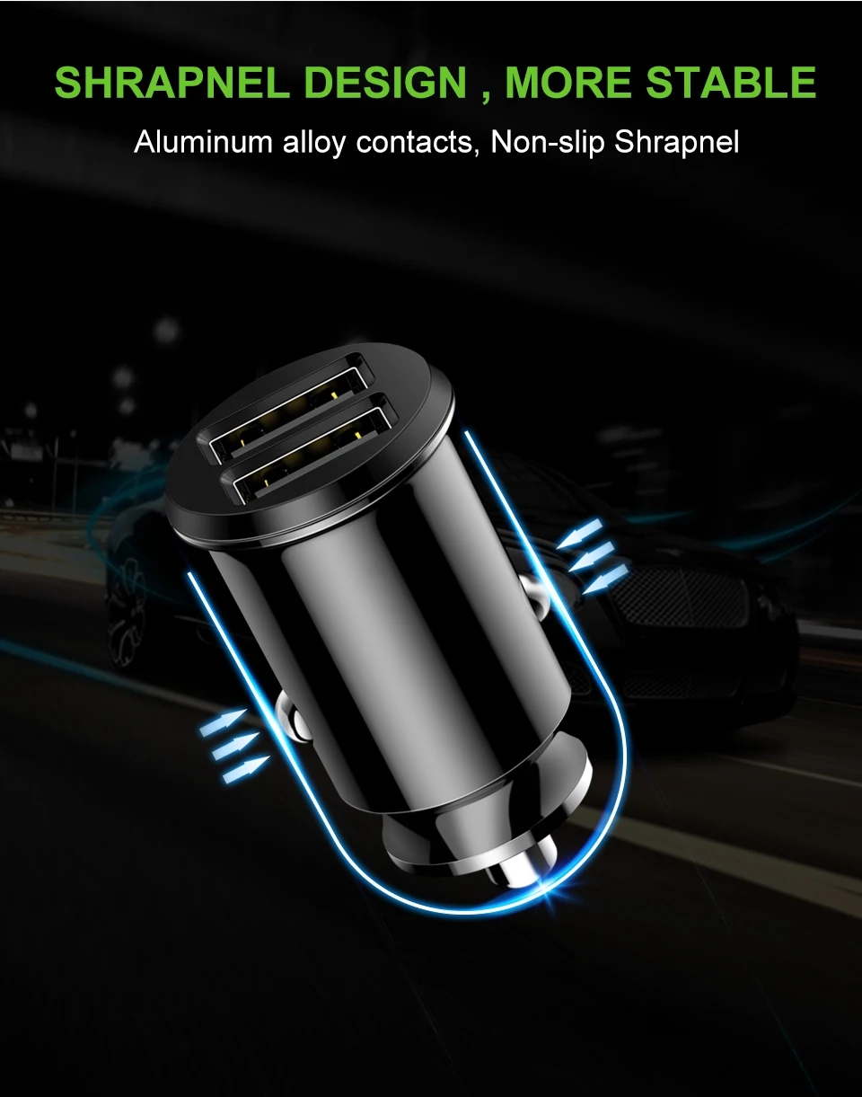 Coolreall мини Переходник USB для зарядки в машине 3.1A с цифровым светодиодный дисплей Универсальный двойной USB телефон автомобильное зарядное устройство для samsung iPhone