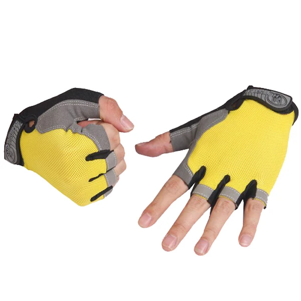 Yellow Спортивные перчатки для спортзала, перчатки для тяжелой атлетики с полупальцами, многофункциональные мужские и женские перчатки для занятий спортом - Цвет: Yellow
