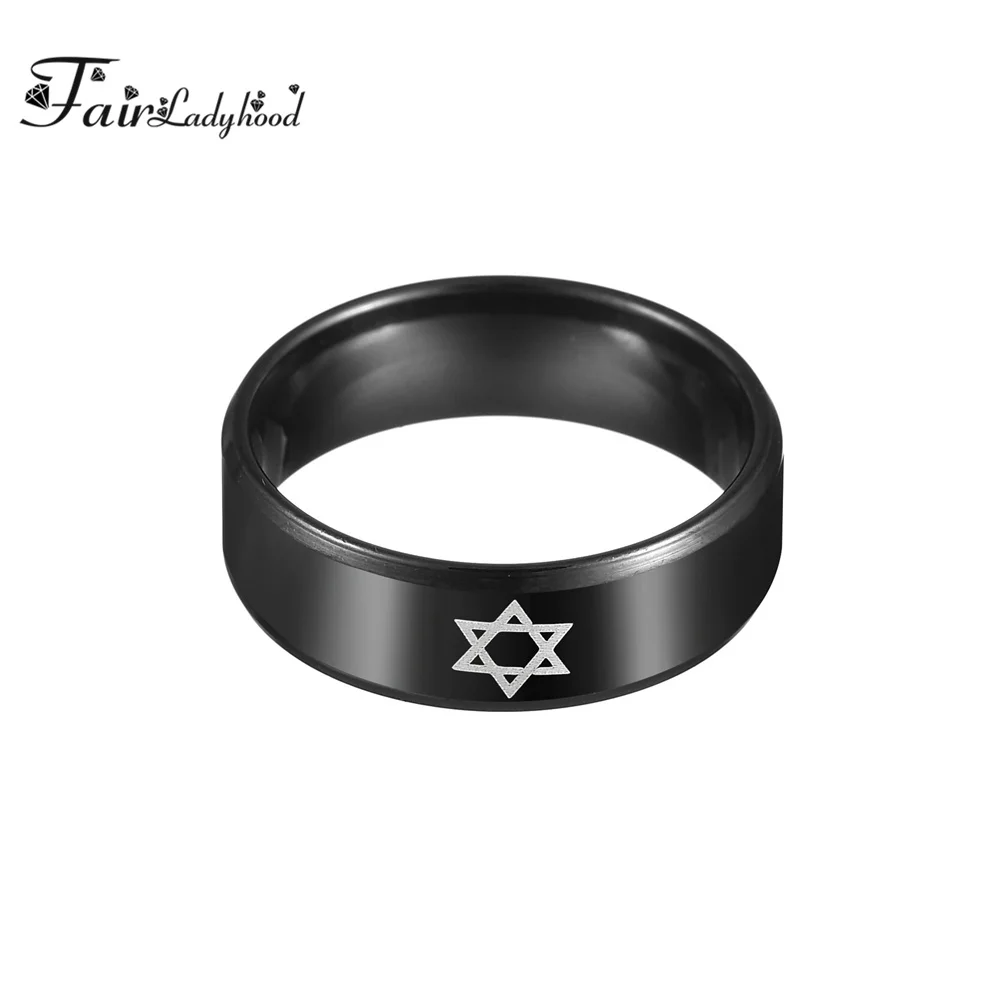 FairLadyHood черное кольцо из нержавеющей стали с шестигранной звездой простые