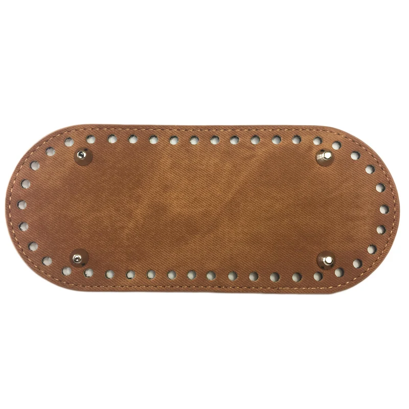 Brown Новинка, 21x9 см, овальное дно для вязальной сумки, Джинсовая кожа, для женщин, ручная работа, ручная работа, сумки с отверстиями, аксессуары KZBT003 - Цвет: Brown