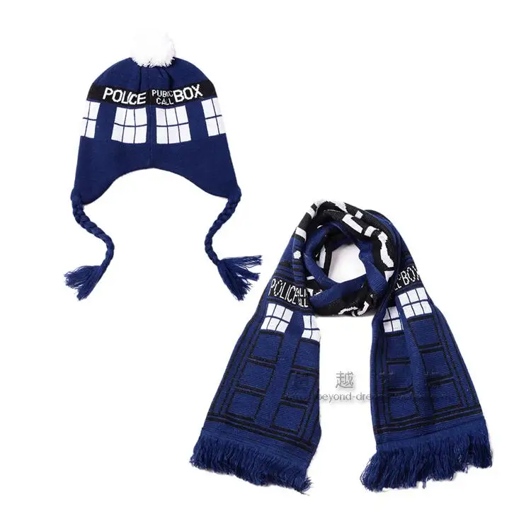 Женский вязаный костюм для косплея Dr Doctor Who синий теплый шарф в полоску 8 дюймов