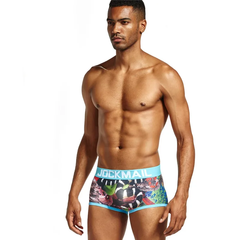 JOCKMAIL, фирменные боксеры со змеиным принтом, calcinha ANACONDA, мужское сексуальное нижнее белье, calzoncillos hombre, боксеры marca cueca, трусы