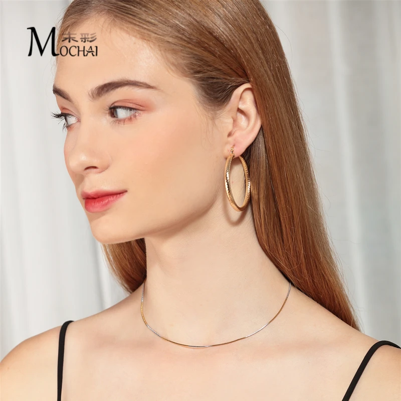 Стильные круглые серьги-кольца для женщин Bijoux простой стиль ювелирные аксессуары золотой цвет серьги Oorbellen 50 мм ZK40