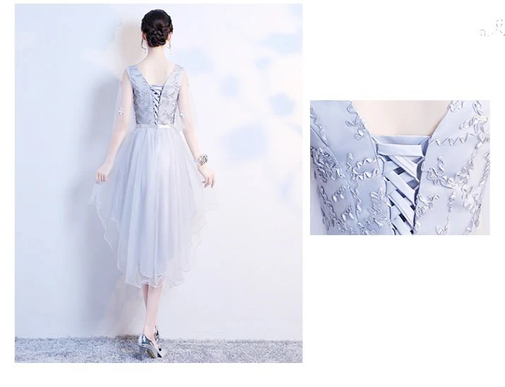 

short country lace bridesmaid short front long back dress cheap party occasion pageant dresses teens for wedding guests H4299