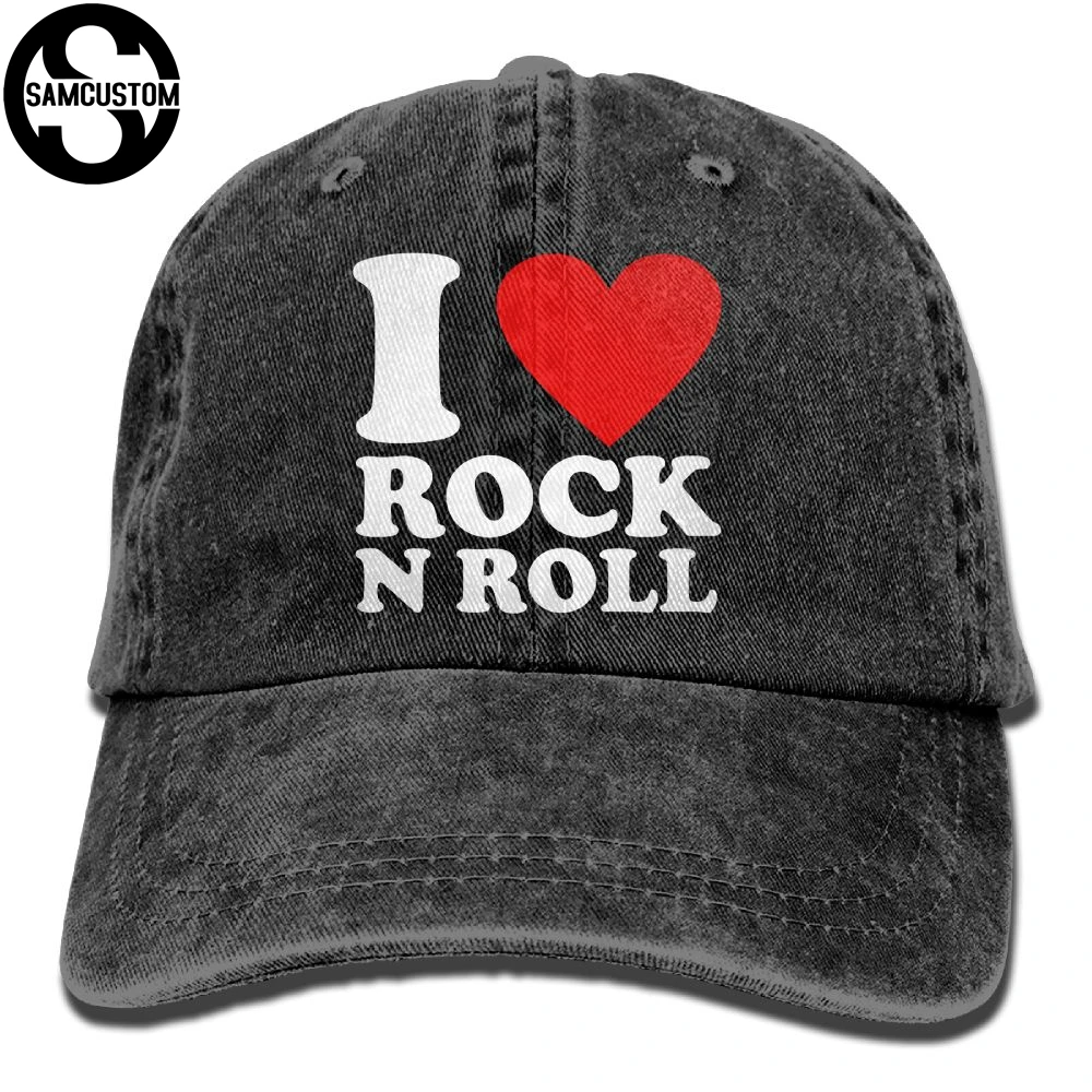SAMCUSTOM i love Rock N Roll 3D креативные вымытые джинсовые шапки для мужчин и женщин на осень