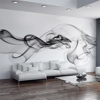 personalized customization modern abstract art wallpaper 3d stereo black and white smoke mural office living room home decor 3 d
