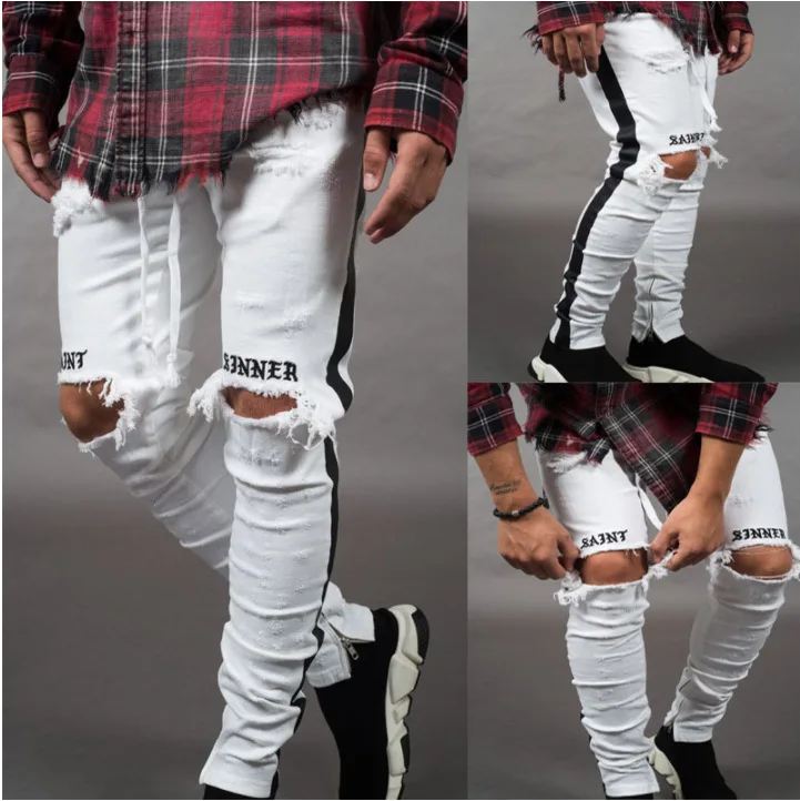 Мужские брюки, джинсы, Vaqueros, с боковой тесьмой, Jean Homme De Marque Jack and Jones, мужские дырки, Pantalon Jean Homme, обтягивающие джинсы, Masculino