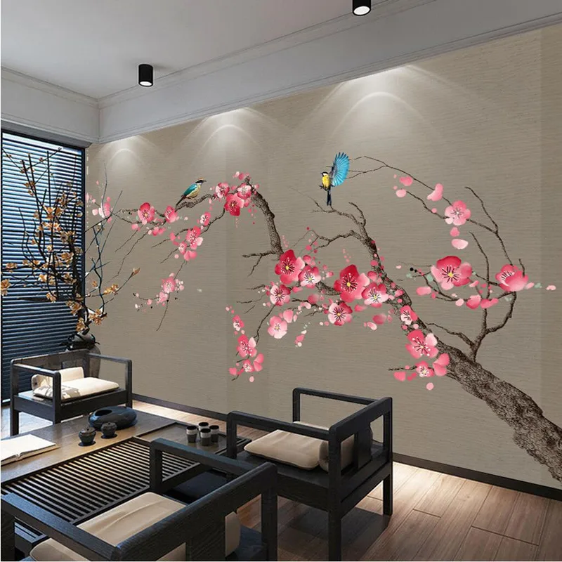 

3D фото на заказ, настенная бумага в китайском стиле, цветок сливы, фрески, настенная бумага для дивана, фона, гостиной, кабинета, роспись, Деко...