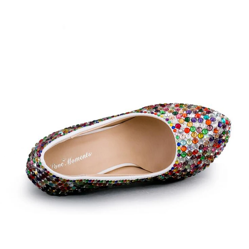 Маленькие стразы разноцветные туфли на высоком каблуке для вечеринки свадебная