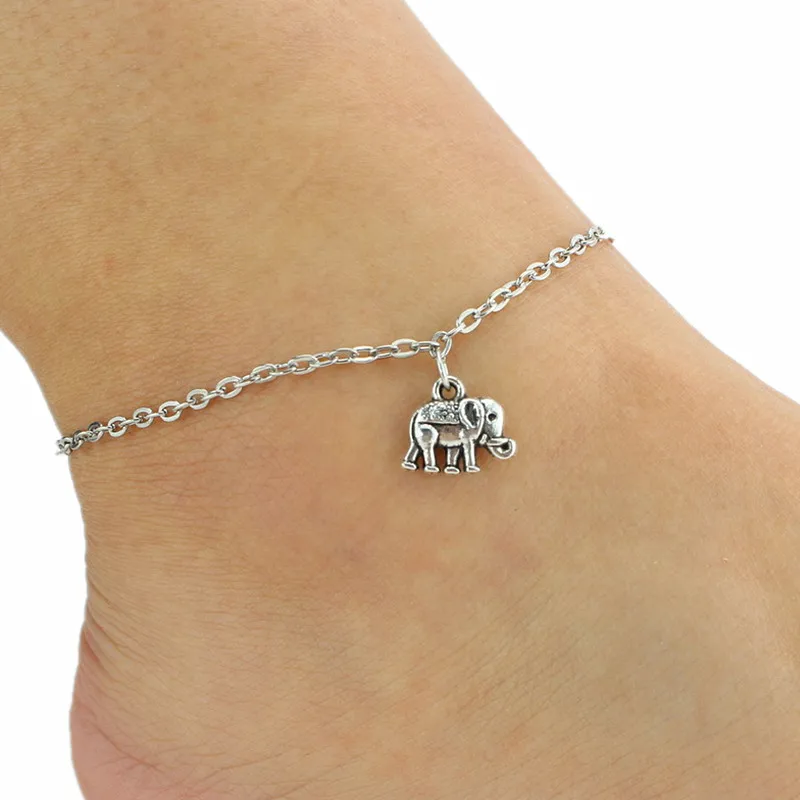 Винтажная латунная браслетка на щиколотку с солнечным слоном для женщин в стиле бохо, однослойная цепочка на лодыжку, богемная нога ювелирных изделий с доставкой на дропшиппинг.