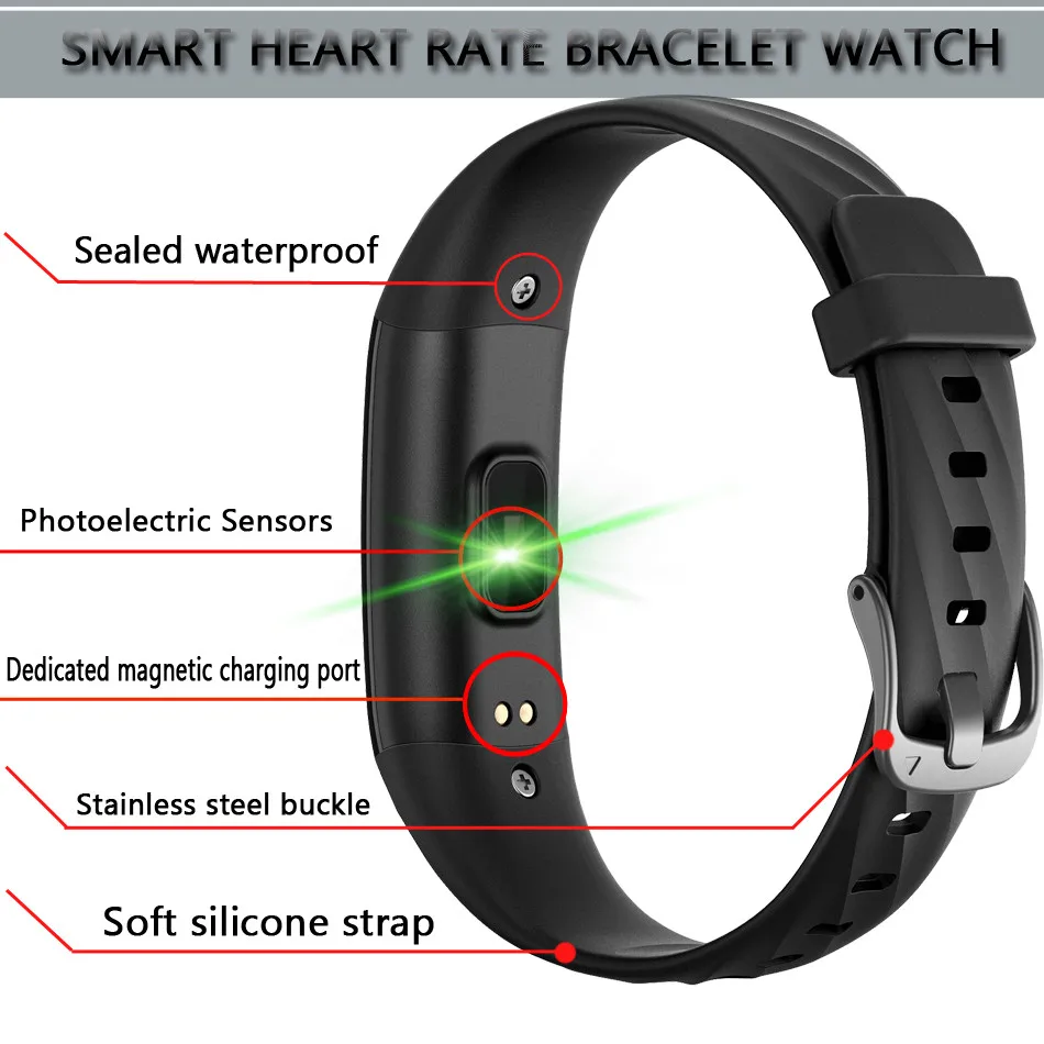 Smart Band Ip68 Waterproof Wristband Bracelet Bluetooth Blood Pressure Heart Fitness Tracker Color Screen | Электроника