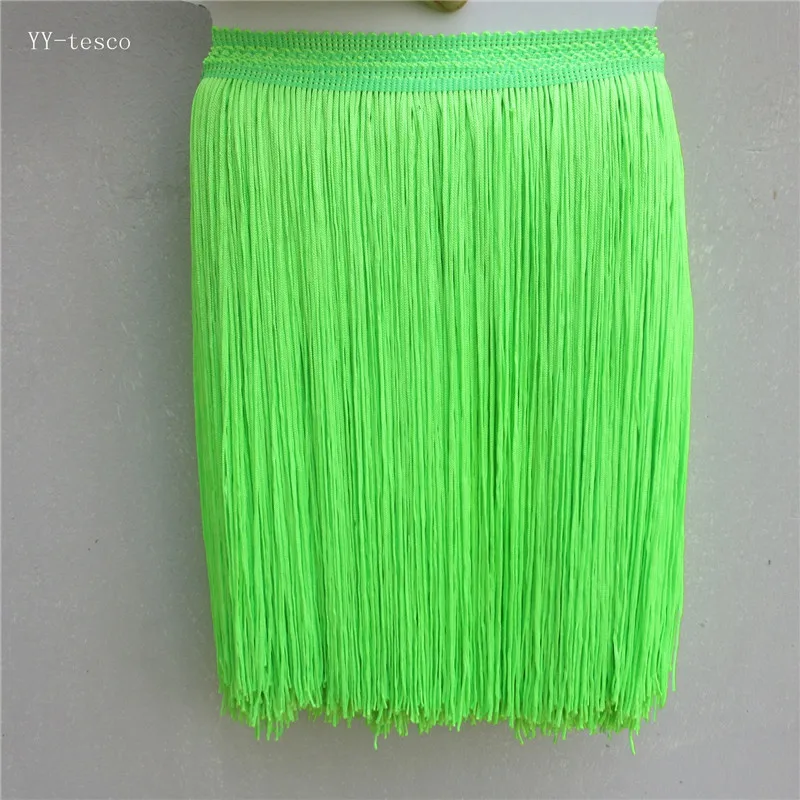 Fluorescent green YY-tesaco 10 ярдов 30 см широкая кружевная бахрома отделка отделочная кисточка для DIY латинское платье сценическая одежда кружевные аксессуары лента - Цвет: Fluorescent green