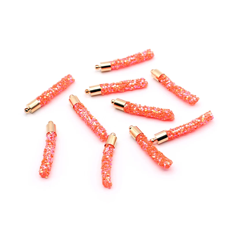 Tangerine Aiovlo 10 шт./лот, ослепительные мягкие серьги, подвески с кистями для DIY, ручной работы, брелок для телефона, аксессуары для изготовления ювелирных изделий - Цвет: Tangerine