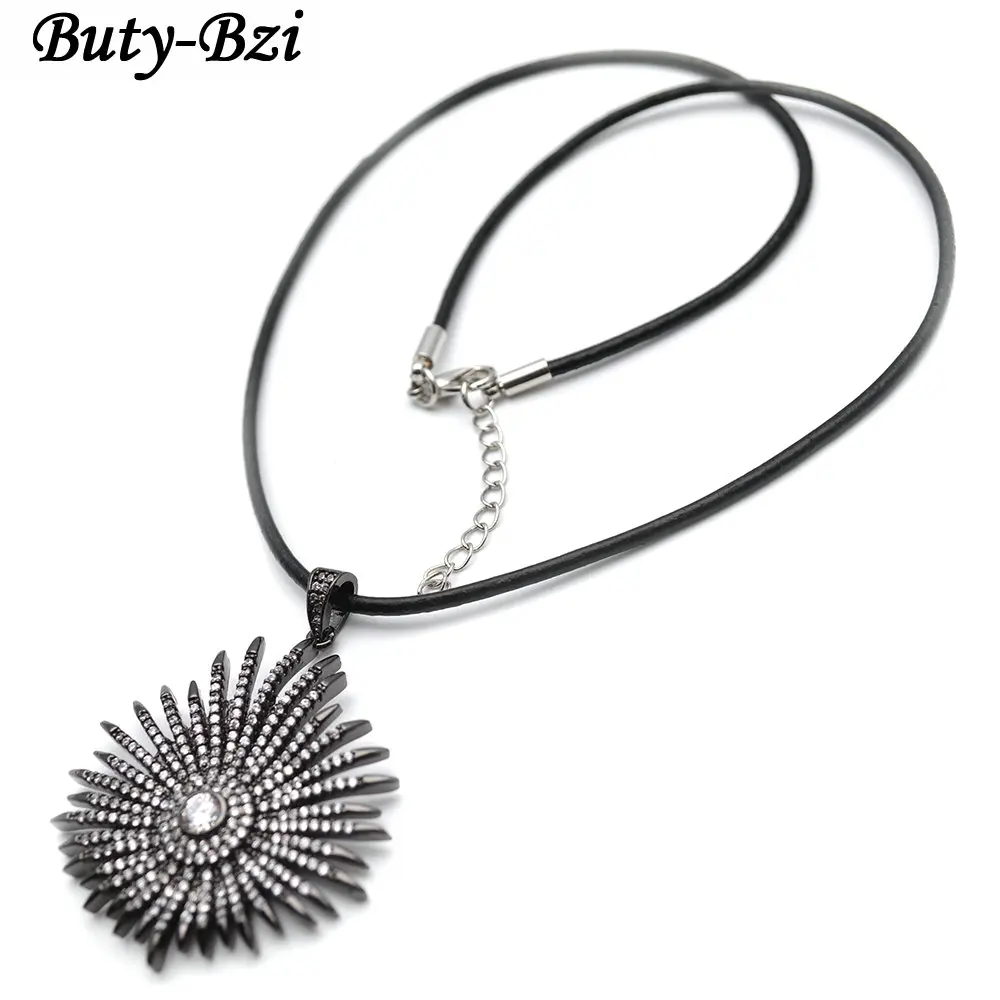 Великолепные Металлические блестящие бусины CZ ожерелье с круглыми шипами и