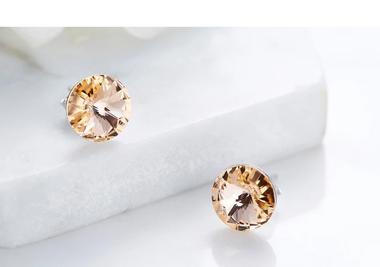 CDE 925 пробы серебряные серьги, украшенные кристаллами Swarovski, круглые геометрические серьги-гвоздики, женские подарочные украшения для ушей