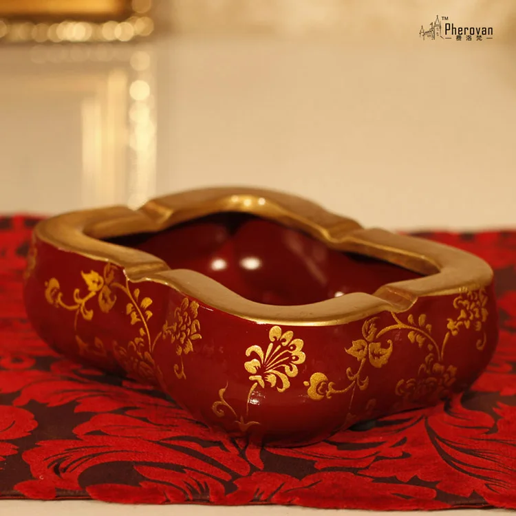 Пепельница керамическая в стиле ретро декоративная пепельница с рисунком