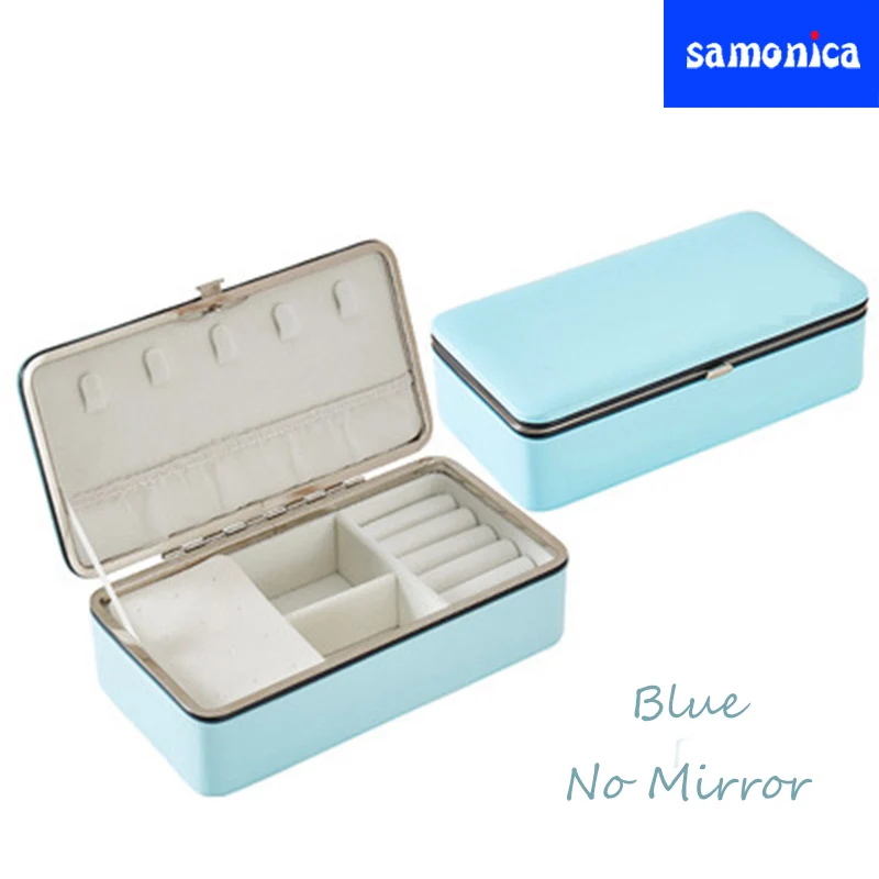 Portable Blue PU Jewelry Box Earrings Ring Necklace Watch Organizer Storage Display | Украшения и аксессуары