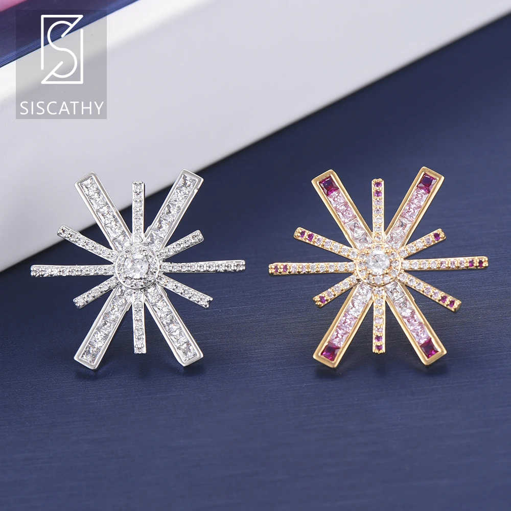 Sisathy 27*25 мм популярная серьга из снежинки модные корейские серьги AAA кубическая