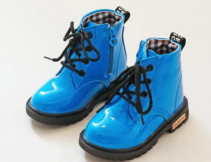 Обувь для детей мальчиков и девочек яркие Цвет из лакированной кожи