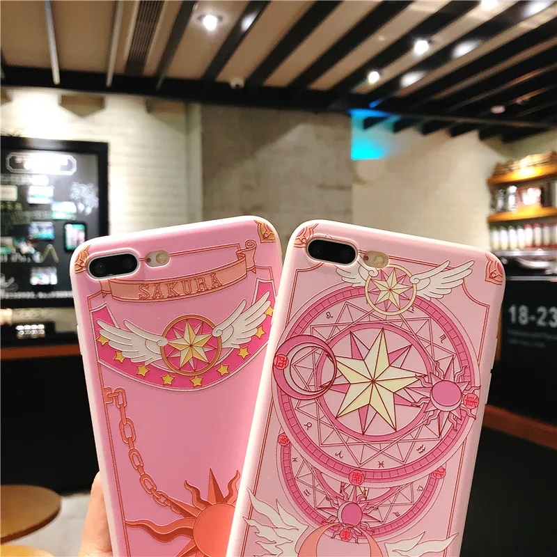Case For iphone 11 pro 7 8 6 6s Plus Cute Cartoon Sakura phone Cover+Tempered Glass Screen Protector for iPhone X XR XS Max |