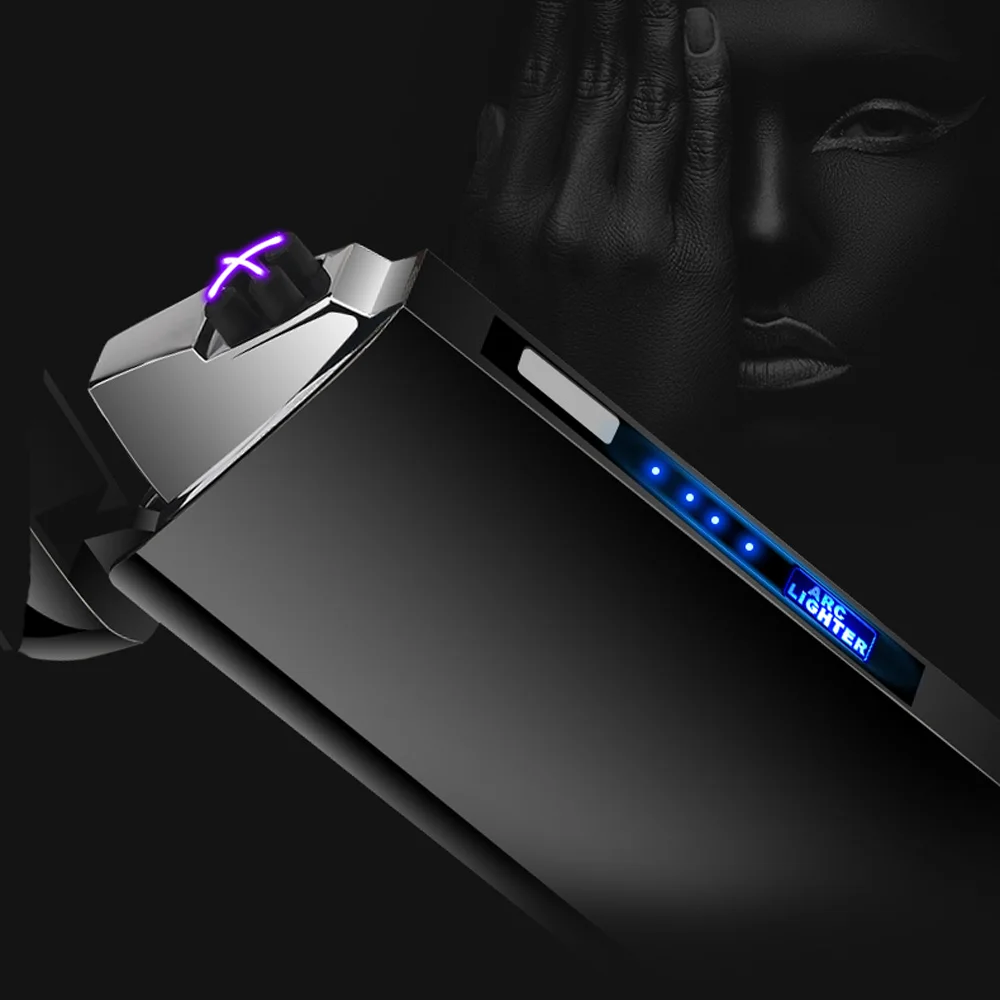 1 шт. USB перезаряжаемая ветрозащитная беспламенная Зажигалка светодиодный