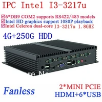 24 hours ipc industrial pc with i3 gigabit ethernet 6 usb 6 com 4g ram 250g hdd win7 win8 linux nas free drive 7 24 hours