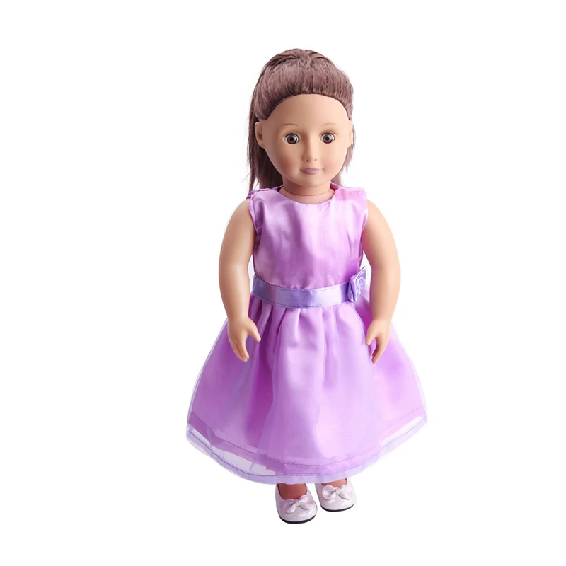 

18 Inch Girls Doll Summer Purple Tulle Skirt American New Born Dress Baby Toys Accessories Fit 40-43 Cm Boy Dolls Gift c108