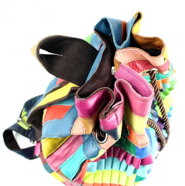 Рюкзак из натуральной кожи для женщин Дизайнерская обувь овечьей с вышивкой в