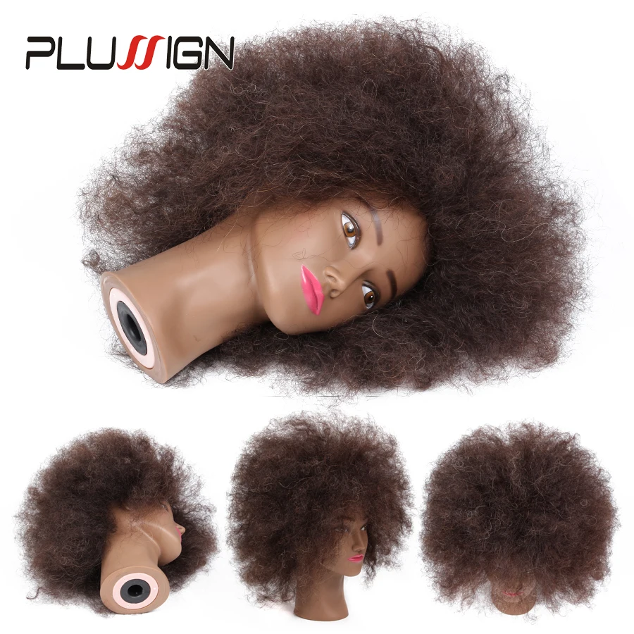 Plussign Wig Head Hairdressing Mannequin Training Head Afro Mannequin Heads for Salon Hair Practice Styling African Dummy Head