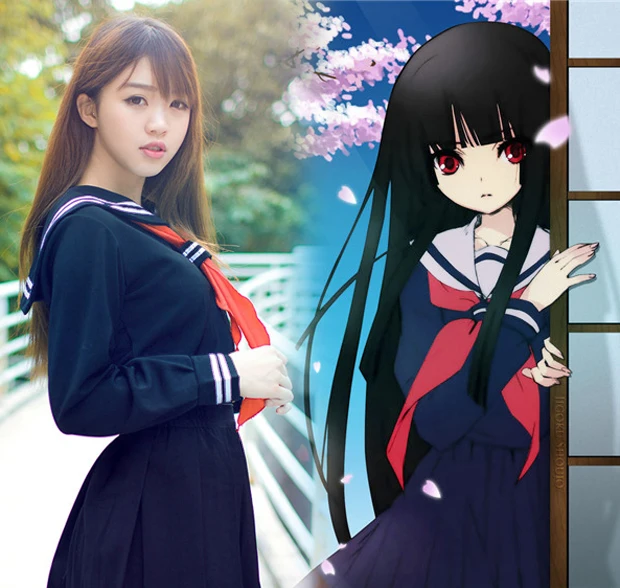 Костюм школьной униформы Hell Girl Enma ai аниме Корейский Японский матрос костюм для