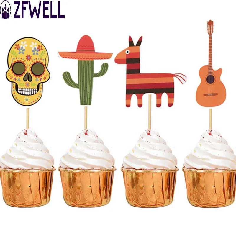 ZFWELL2Day of the Dead Party фиеста Кепка кактус лошадь гитара пината вставка для торта