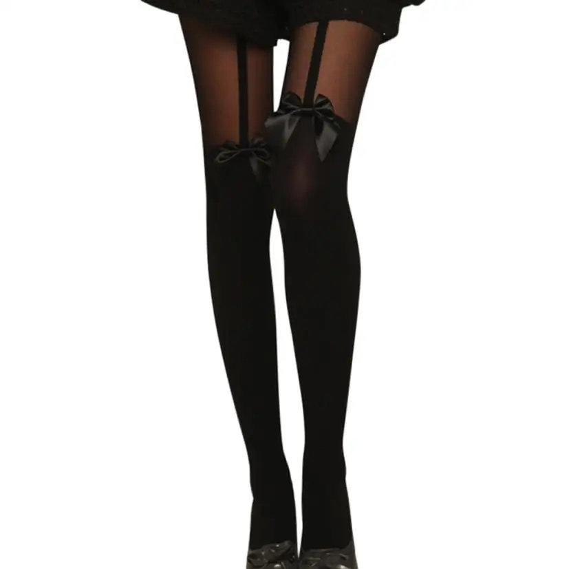 Женские пикантные носки женские колготки с бантиком имитация банта чулок