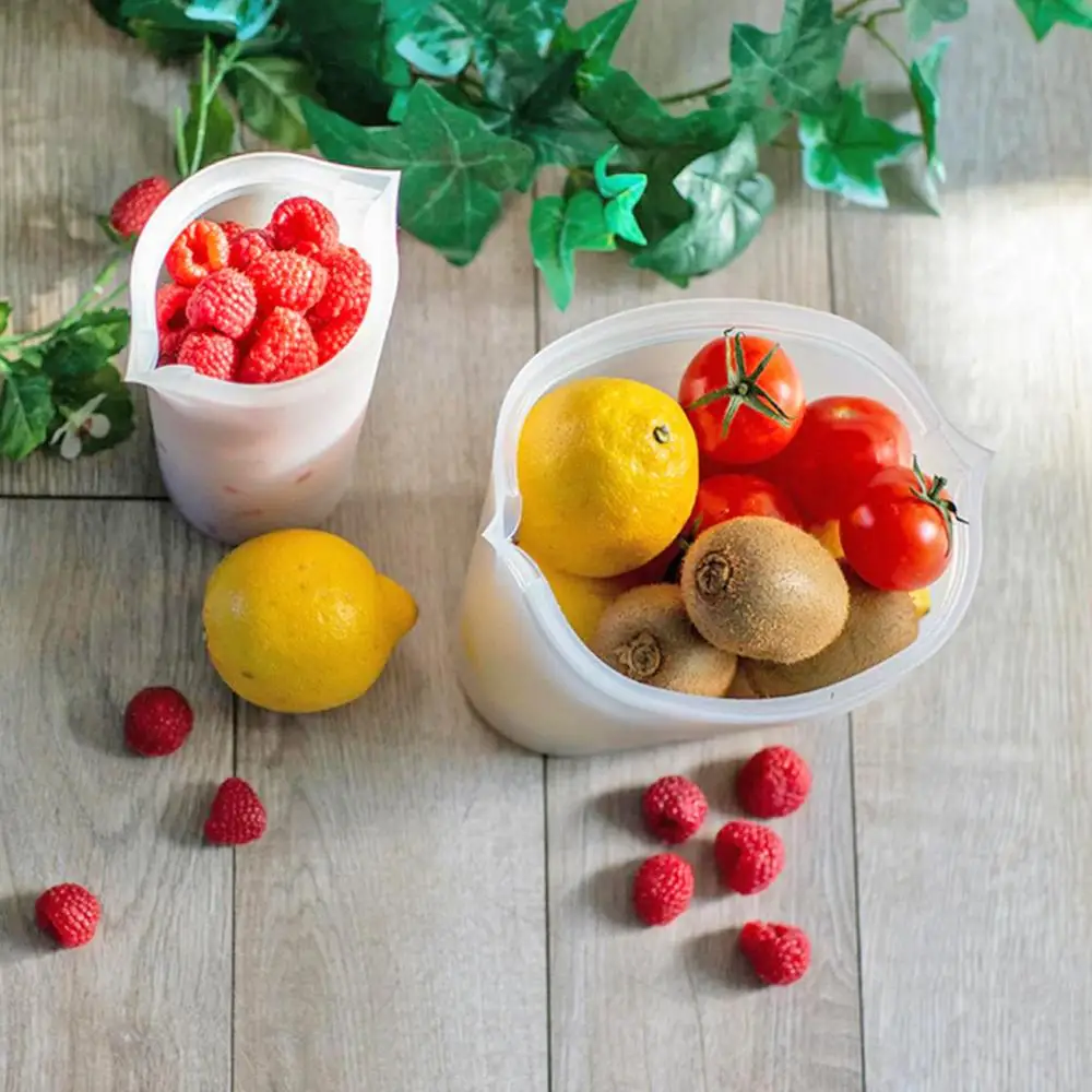 3 шт силиконовые контейнеры для хранения продуктов Zippper герметичная миска для свежей еды многоразовая стоячая застежка-молния закрывающая сумка для фруктов и овощей герметичная чашка