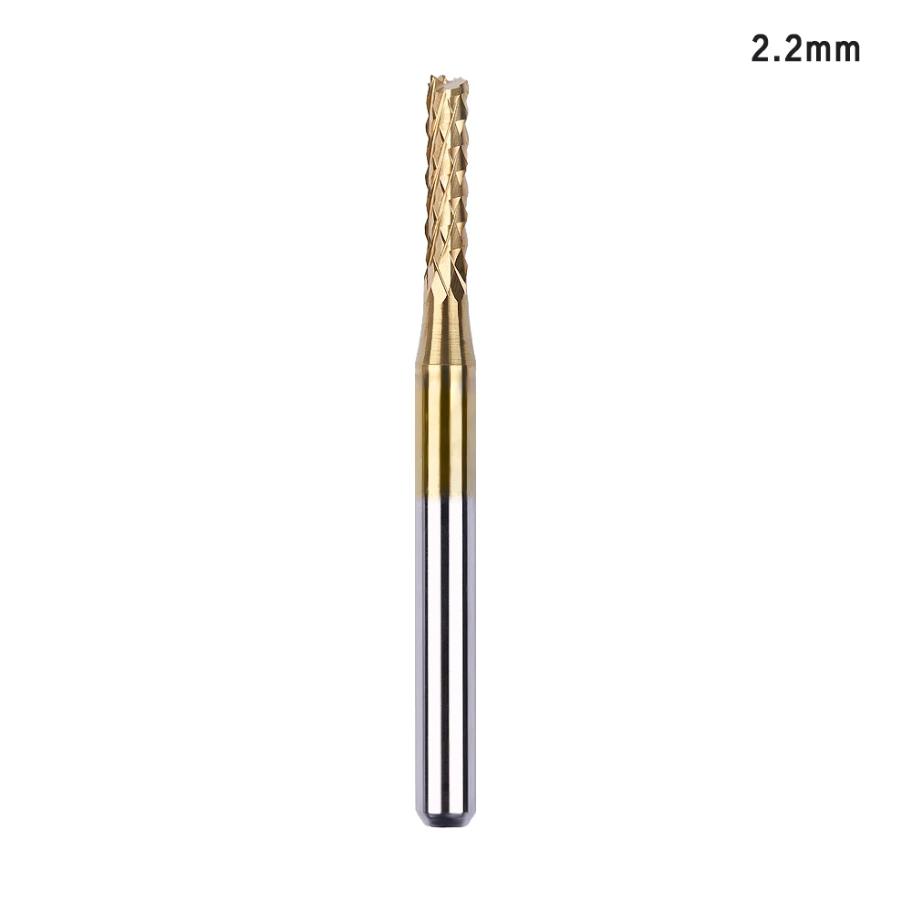 2.2mm 1 шт. полезный 0,8 мм-3,175 мм с титановым покрытием Карбид фрезы гравировальный резец для подрезки кромок ЧПУ фрезы Концевая фреза для печатной платы - Длина режущей кромки: 2.2mm