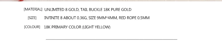 24K Goud Mevrouw Armband Ster Symbool 18K Gouden Staart Gesp Handgeweven Rode Touw-Frosted Glad Pols 13-20 см