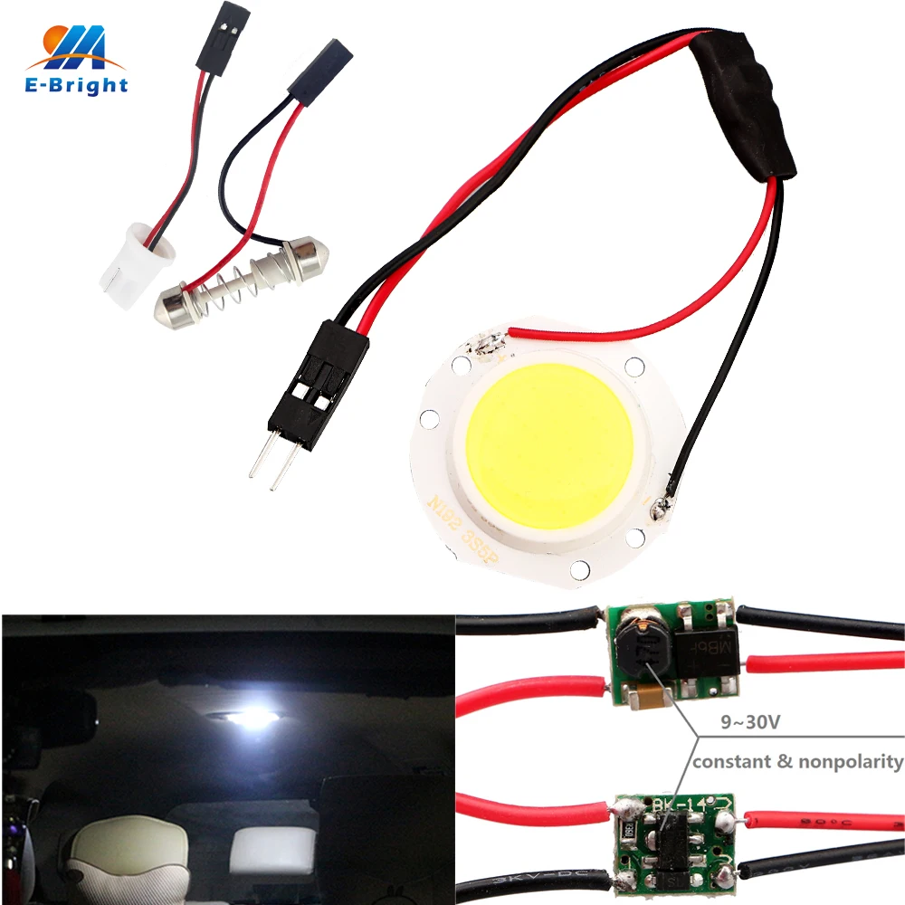 YM E Bright 6 шт./партия COB LED 12 В 24 15SMD кругласветильник цвета с T10 + фестон адаптер