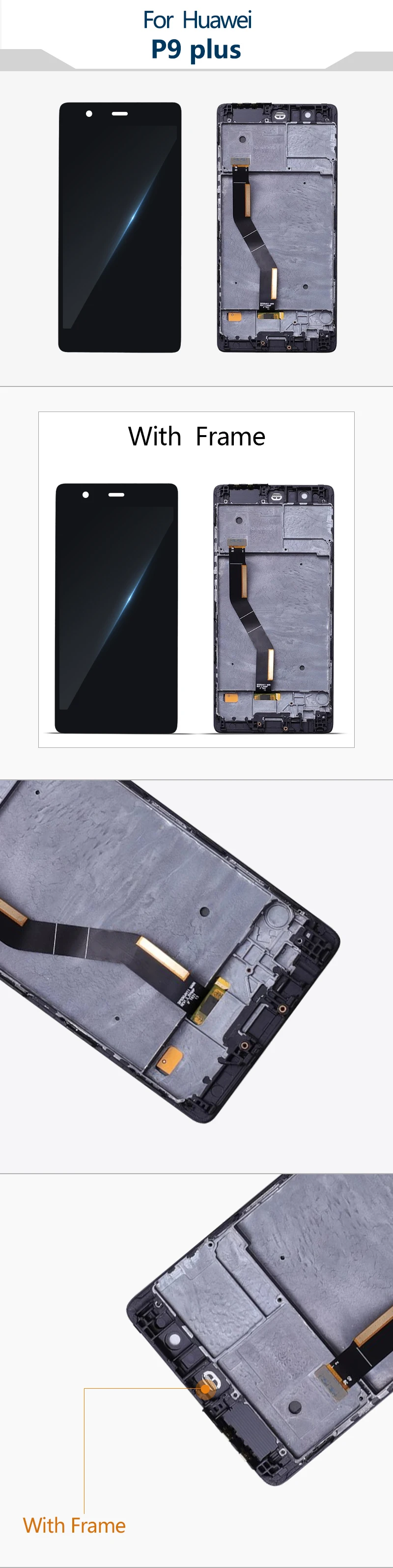 AMOLED для huawei P9 Plus ЖК-дисплей кодирующий преобразователь сенсорного экрана в сборе запчасти для P9 Plus дисплей с рамкой