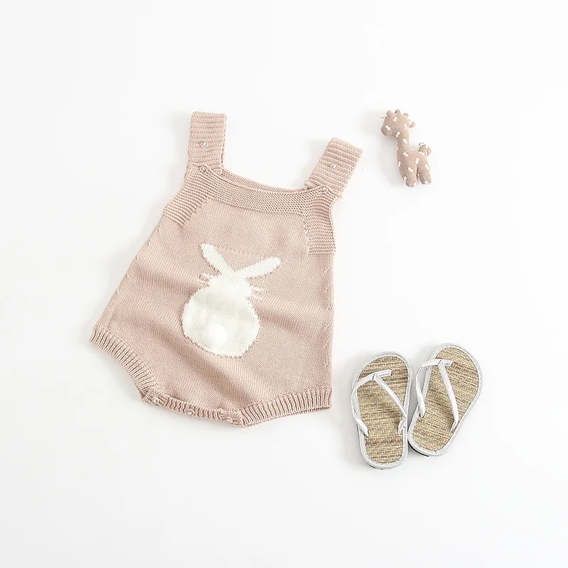 Милые детские комбинезоны с кроликом для девочек вязаные сезон осень весна