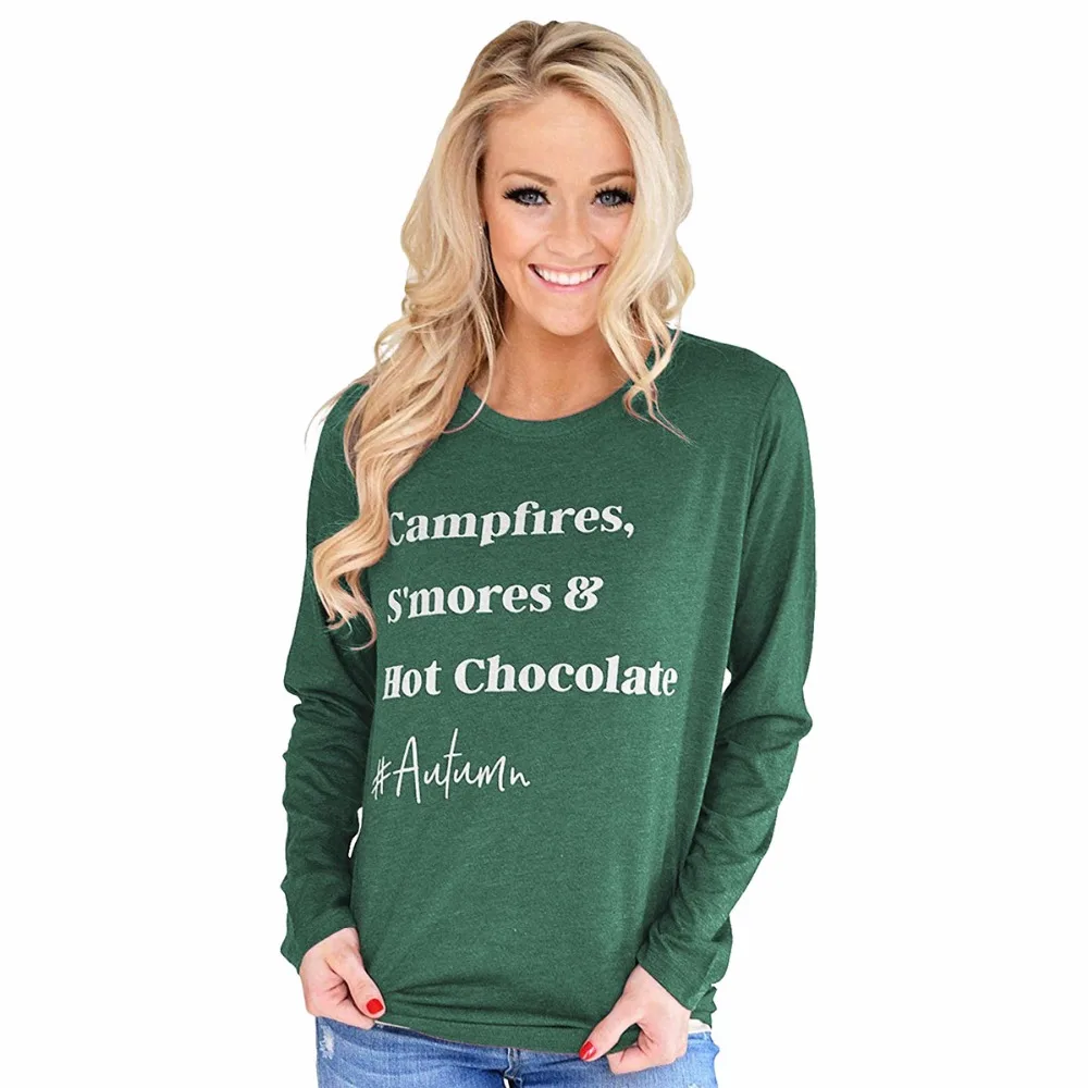 Новинка осени 2018 модная футболка с длинным рукавом Женская Повседневная