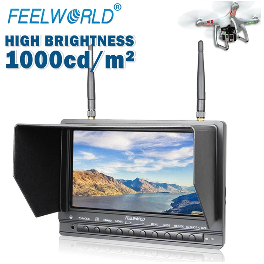 Feelworld PVR733 7 дюйм монитор с функцией DVR Dual 5 8G 32CH приемник беспроводной беспилотный