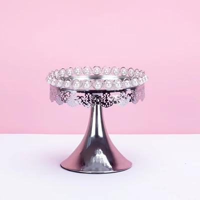 Silver 19cm Совершенно новые Перламутровые и зеркальные подставки для пирога 1 шт помадка бумажные формочки для капкейков сладкий стол торт украшения инструменты для десерта Свадебная вечеринка - Цвет: Silver 19cm