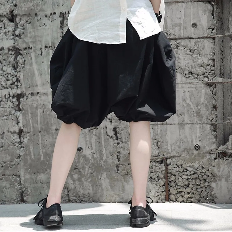 TWOTWINSTYLE Lantern Trousers Female Lace Up Pocket Oversize Knee Length Women Summer Japanese Casual 2018 Clothing | Женская одежда