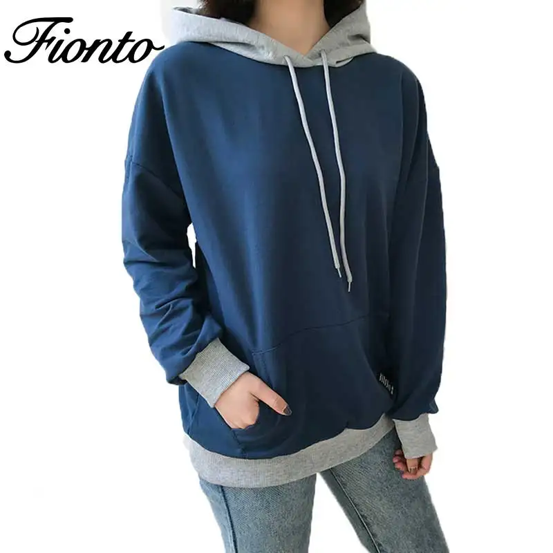 Женский Теплый пуловер с капюшоном Свободный модель F1138 в Корейском стиле на