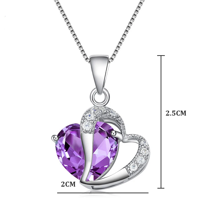 Подвеска Utimtree в виде фиолетового сердца женская подвеска из серебра 925 пробы