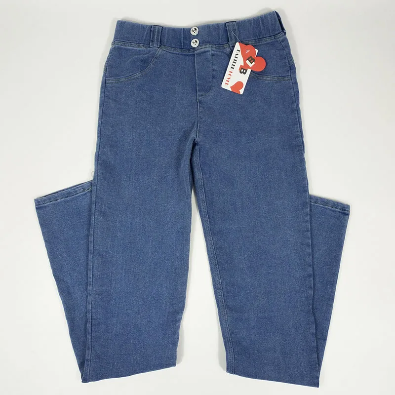 Персиковые джинсы на бедрах женские красивые узкие брюки карандаш облегающие