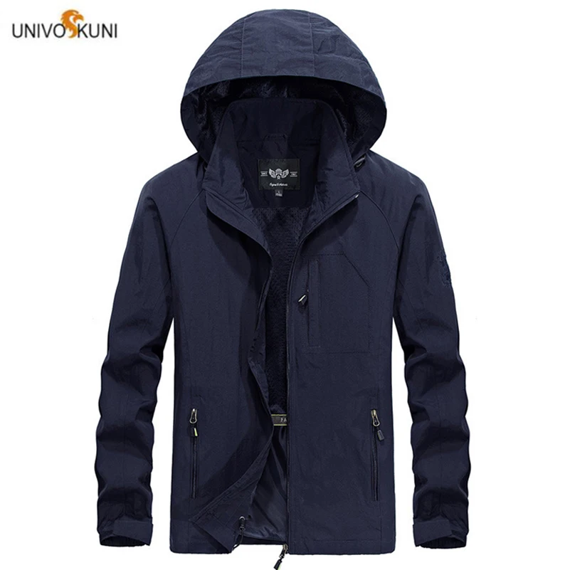 

UNIVOS KUNI 2019 Men's Casual Jacket Soild Color Slim Fit Hooded Fashion Brand Streetcoat Overcoat Male Boys Big Size 5XL Q6082