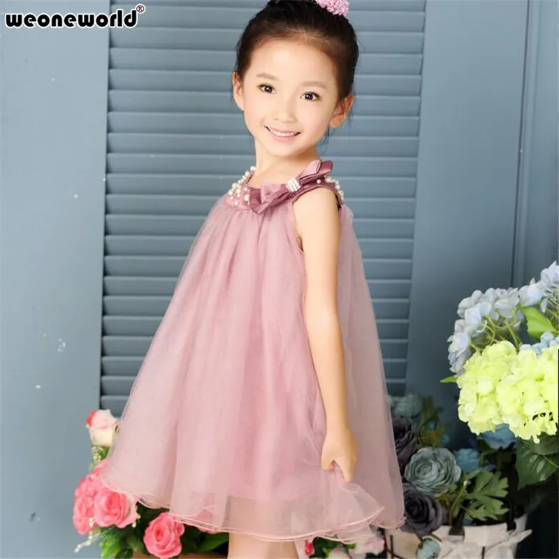 WEONEWORLD Bowknot Girl Dresses Lace Mesh Girls Summer Children's Clothing for Vestido Infant Clothes | Детская одежда и обувь