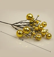 30cm 10pcslot glitter berry branch christmas tree decorations golden silver fruits flowers twigs
